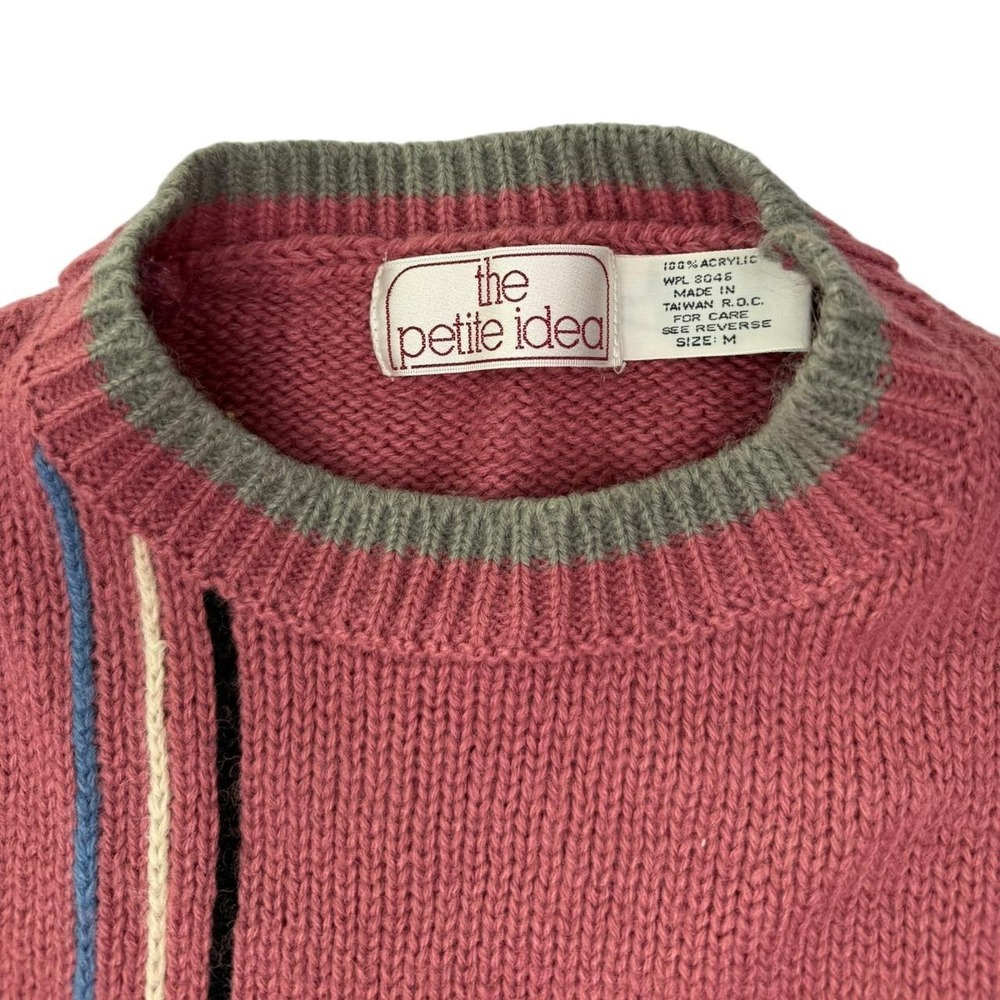 The Petite Idea Pink Plaid Sweater Vest Women Medium Vintage 90 Knit Cottagecore - Picture 2 of 7